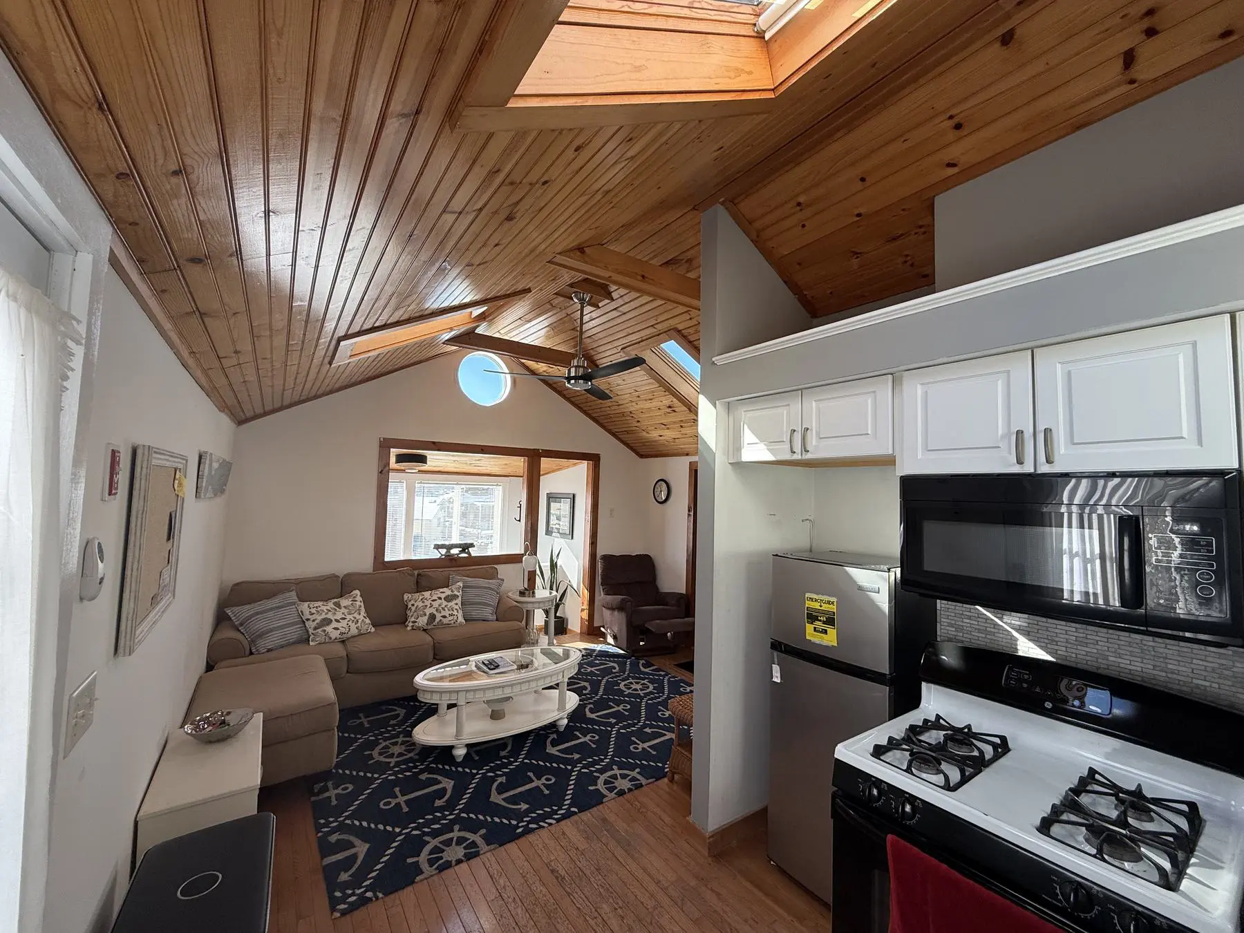 Buttermilk Bay Cottage - Vaulted Living Room & Kitchen